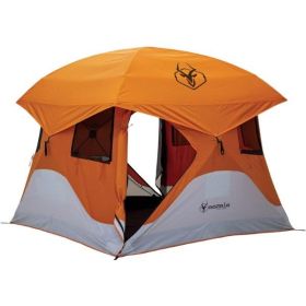 Gazelle Tents T4 Hub Tent, Easy 90 Second Set-Up, UV Resistant, Removable Floor, 4-Person, Orange, 78"x 94" x 94"