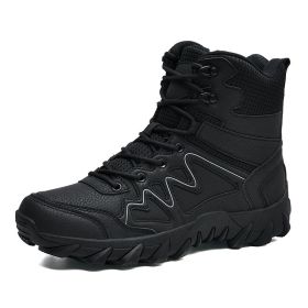 Outdoor Men Hiking Shoes Waterproof Breathable Tactical Combat Army Boots Desert Training Sneakers Anti-Slip Mens Military Boots (Color: Black, size: 40)