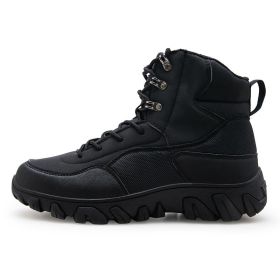 New Men's Military Boots High Top Outdoor Hiking Shoes Men Anti-collision Quality Army Tactical Sport Jogging Trekking Sneakers (Color: Black, size: 43)