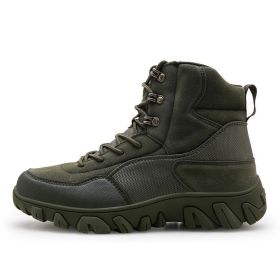 New Men's Military Boots High Top Outdoor Hiking Shoes Men Anti-collision Quality Army Tactical Sport Jogging Trekking Sneakers (Color: Green, size: 40)