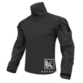 KRYDEX G3 Combat Shirt with Elbow Pads For Hunting Outdoor CP Style Tops Tactical BDU Clothes MC Tiger Stripes Shirts (Color: BK, size: M)