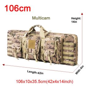 LQARMY 32 38 42 48 inch Tactical Double Rifle Case Molle Rifle Bag Sniper Airsoft Gun Case Backpack Hunting Gun Holster (Color: 106cm CP)