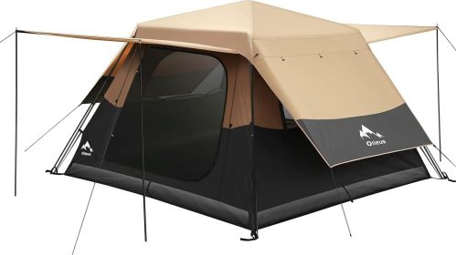 Oileus Pop Up Tent Family Camping Tents - 4/6/8 Person Cabin Tent Quick Setup, Instant Camping (Color: Khaki   8 Person)