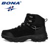 BONA New Designers Genuine Leather Hiking Shoes Winter Sneakers Men Mountain Man Tactical Hunting Footwear Plush Warm Shoes